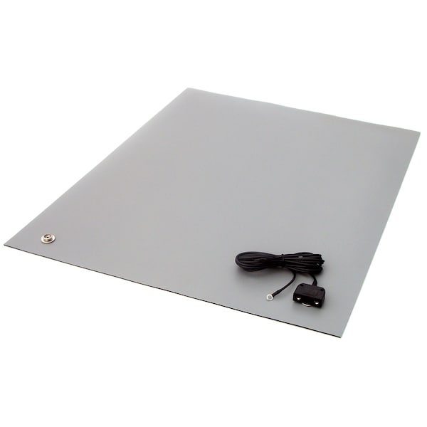 24" x 48" x .080", Gray, Rubber Table Mat, Including Hardware